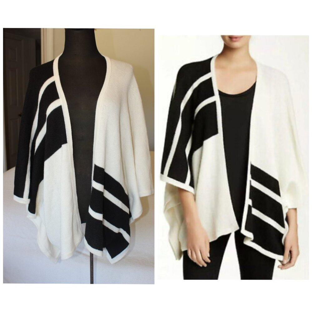 Brochu Walker alpaca & wool blend Cardigan One Size Sweater color block Preppy